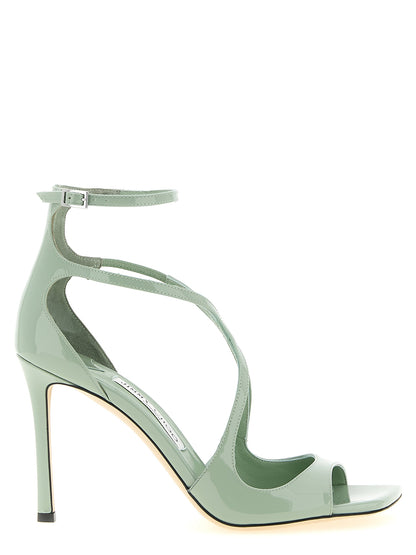 Bicolor Leather Stiletto Heel Sandals