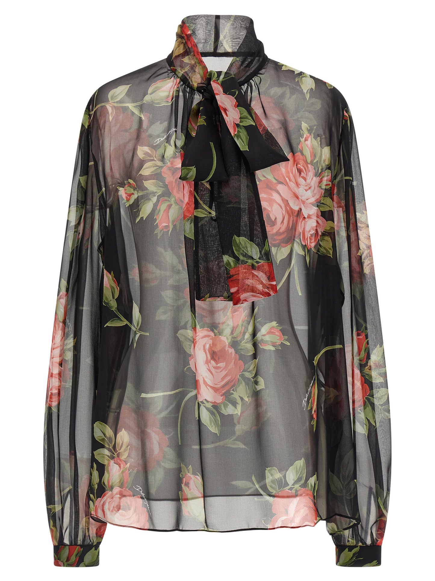 Black Silk Pattern Shirt