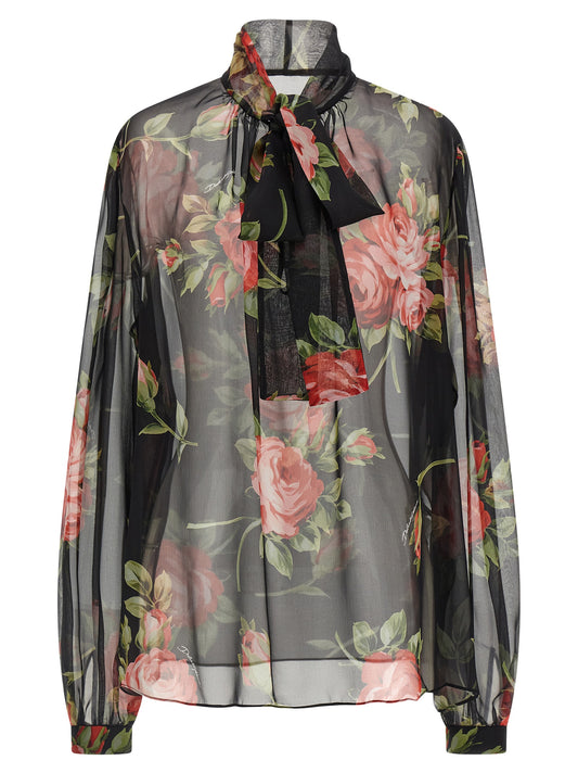 Black Silk Pattern Shirt