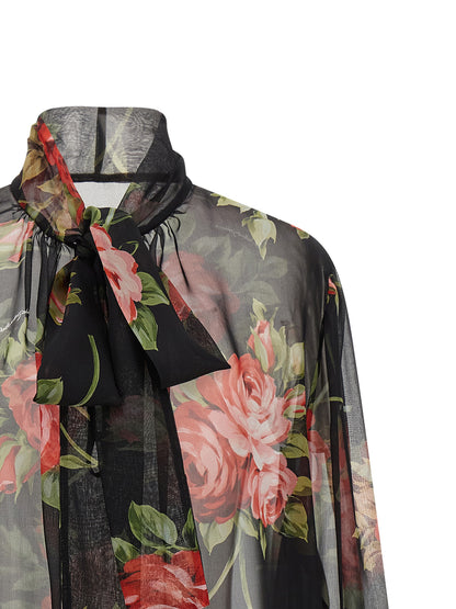 Black Silk Pattern Shirt