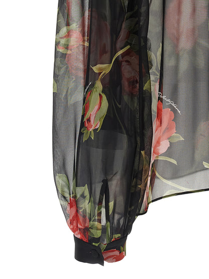 Black Silk Pattern Shirt
