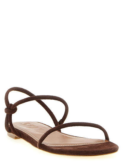 Brown Cowhide Flat Sandals
