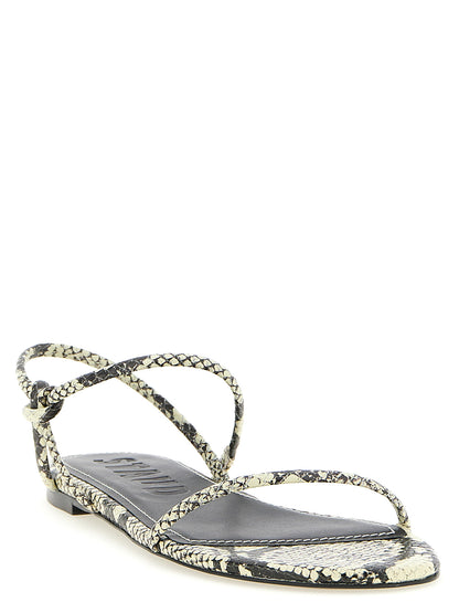 Bicolor Cowhide Flat Sandals