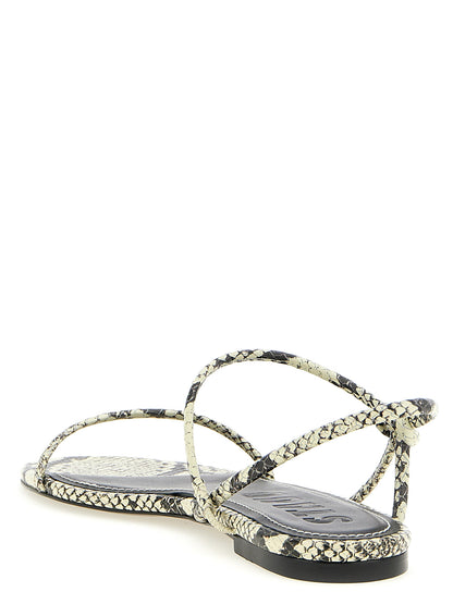 Bicolor Cowhide Flat Sandals