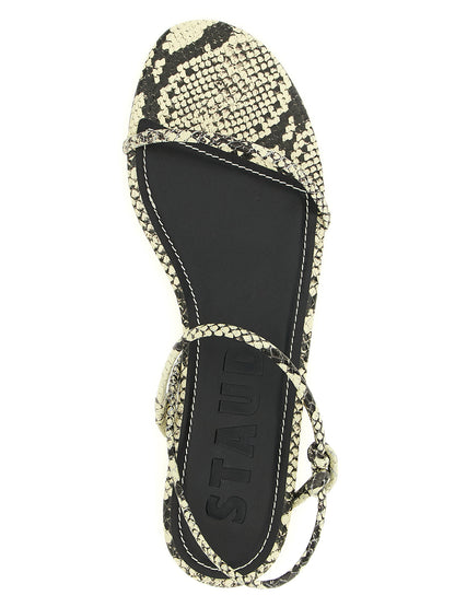 Bicolor Cowhide Flat Sandals
