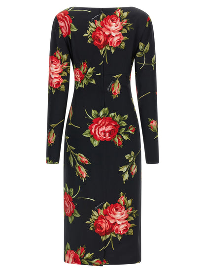 Black Viscose Midi Dress