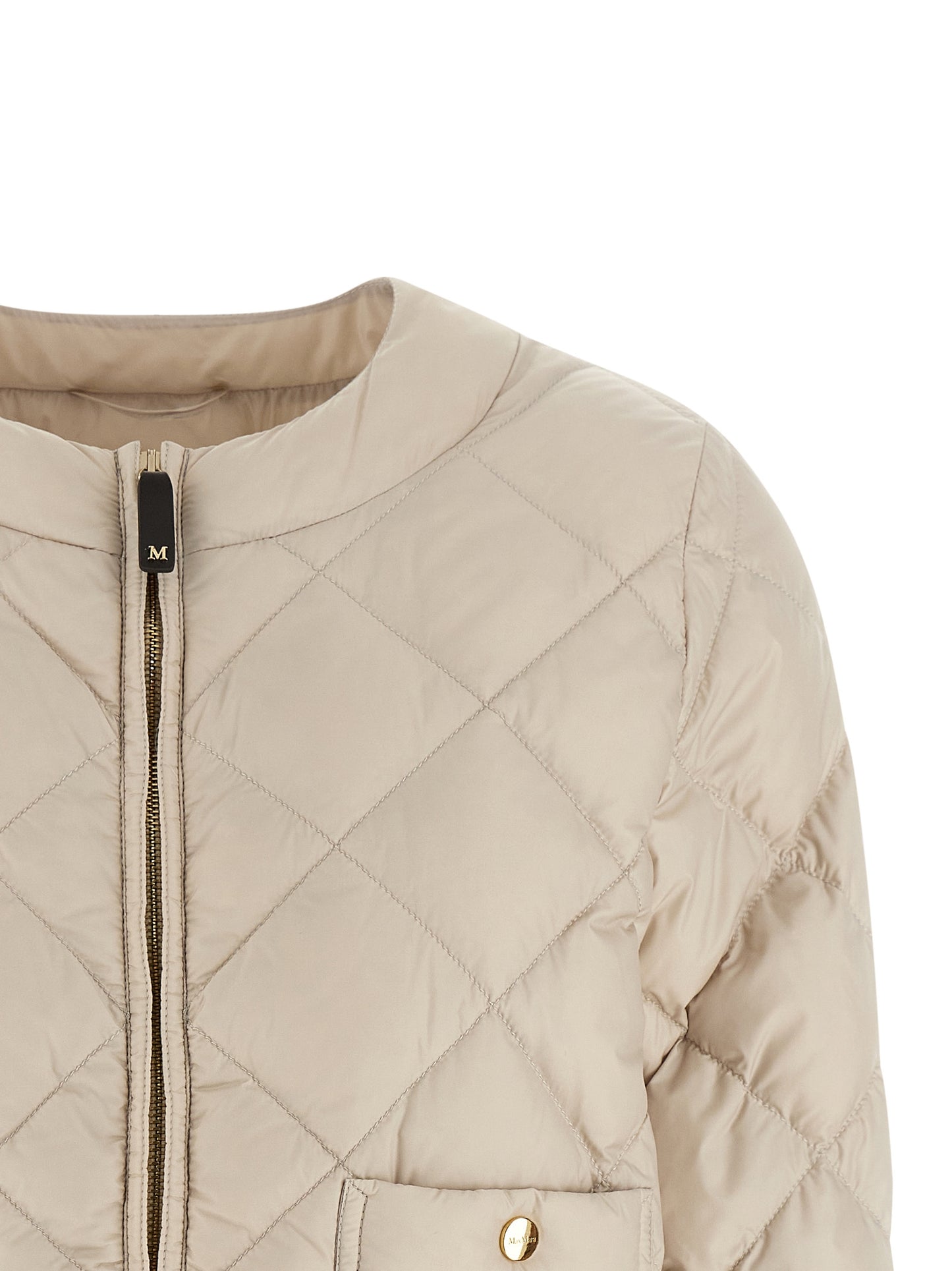 Beige Polyamide Full-Length Jacket