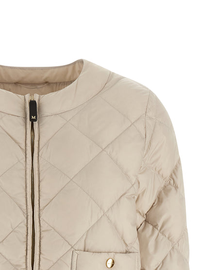 Beige Polyamide Full-Length Jacket