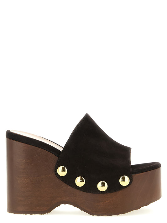 Brown Suede Leather Wedge Sandals