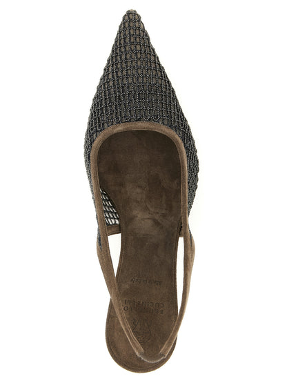 Brown Calfskin Mid Heel Pumps
