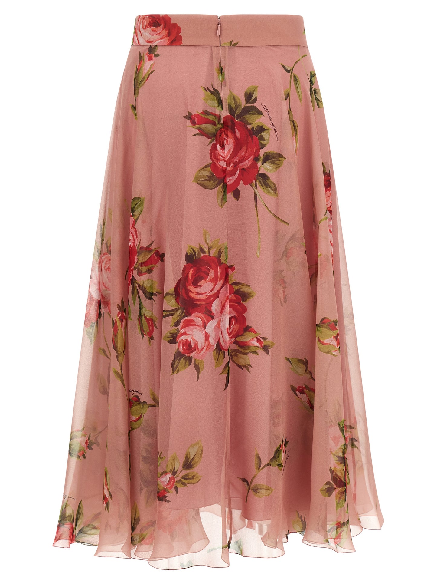 Multicolor Silk Midi Skirt