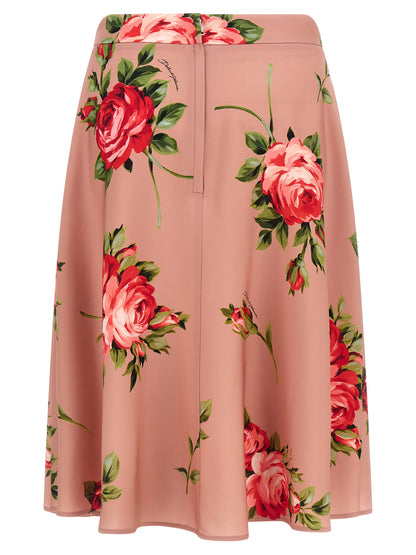 Multicolor Silk Midi Skirt