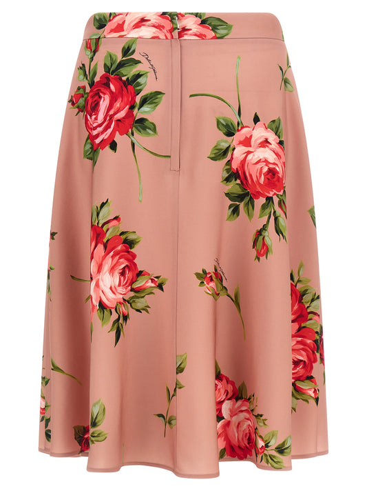 Multicolor Silk Midi Skirt