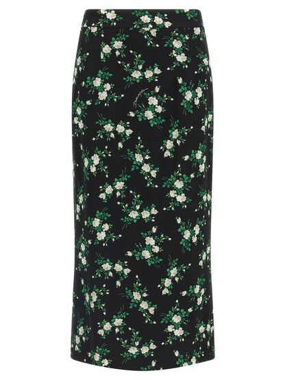 Black Silk Midi Skirt