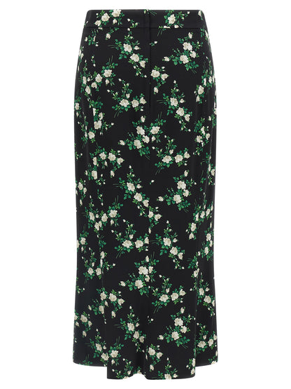 Black Silk Midi Skirt