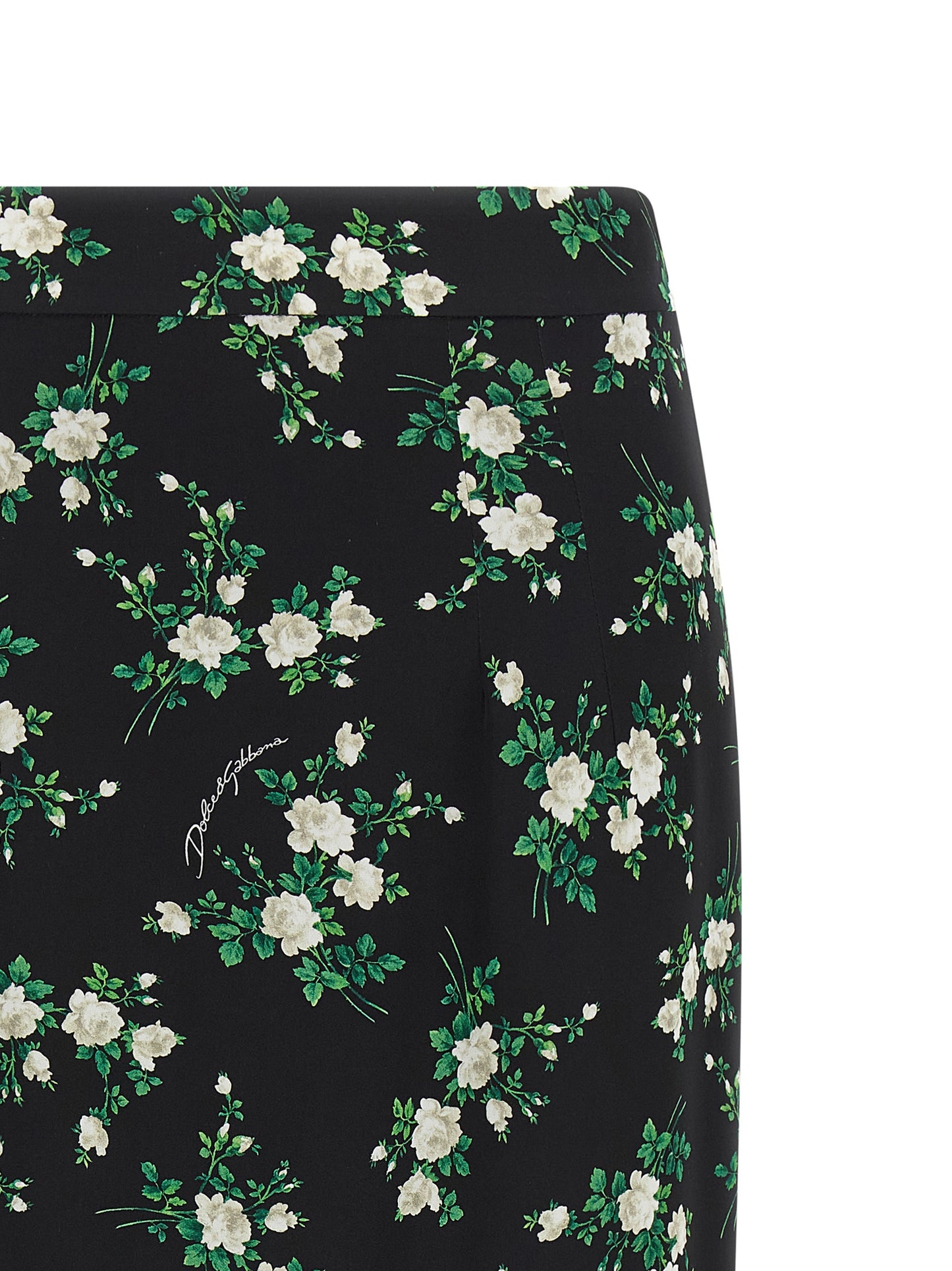 Black Silk Midi Skirt