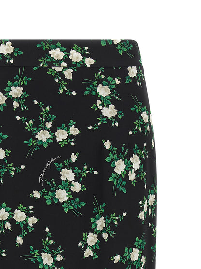 Black Silk Midi Skirt