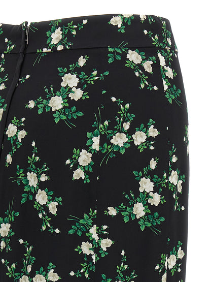 Black Silk Midi Skirt