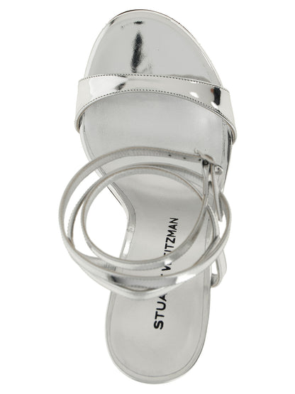 Silver Polyethylene Stiletto Heel Sandals