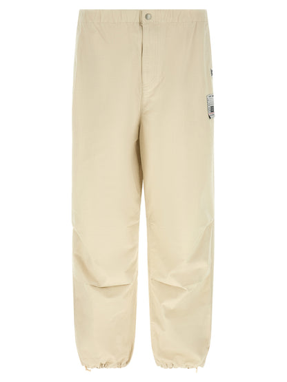 Beige Cotton Athletic Pants