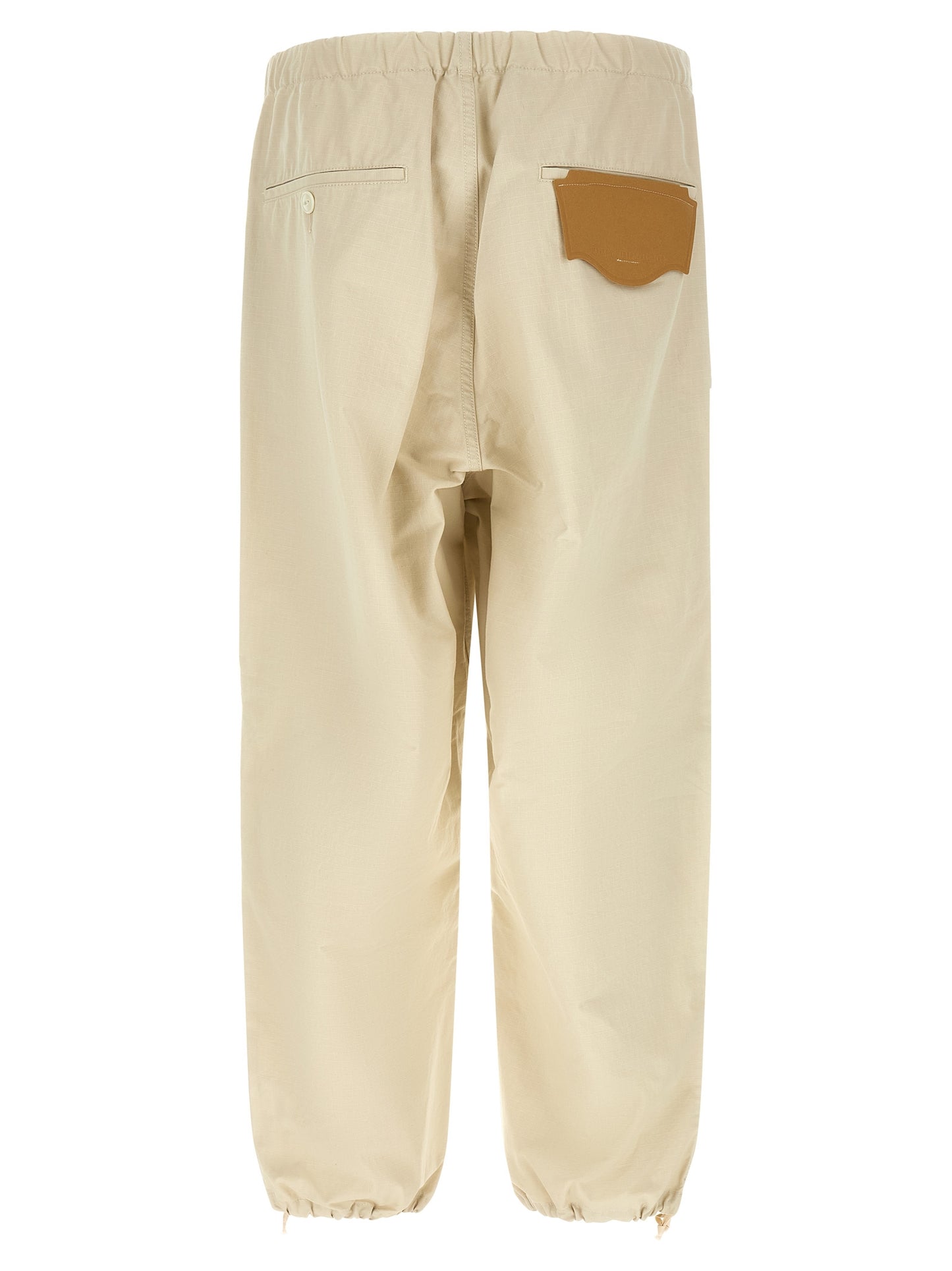 Beige Cotton Athletic Pants
