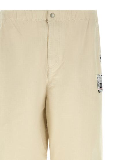 Beige Cotton Athletic Pants