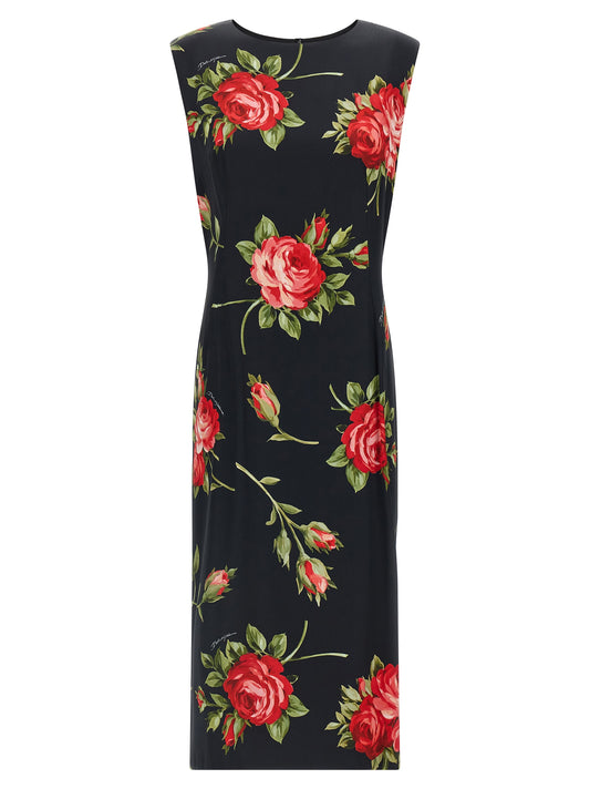 Black Viscose Midi Dress