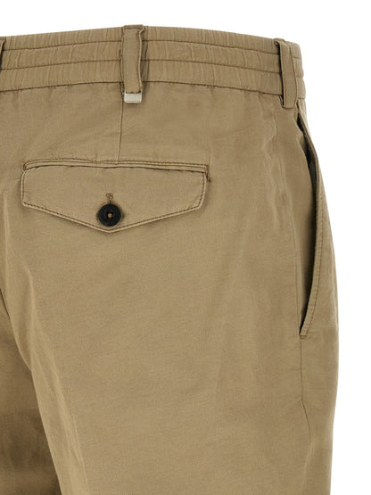 Beige Linen Casual Pants