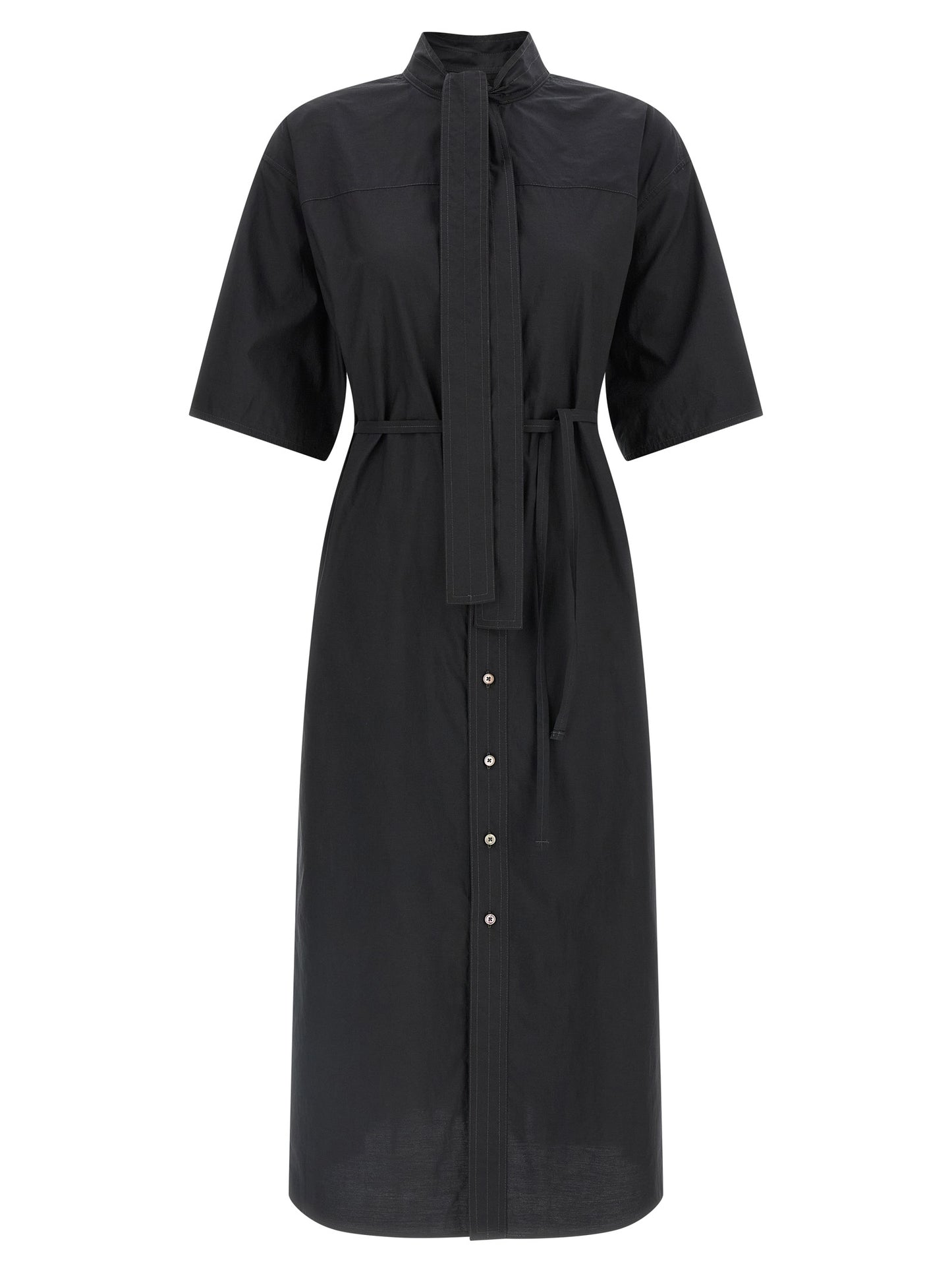 Black Cotton Midi Dress