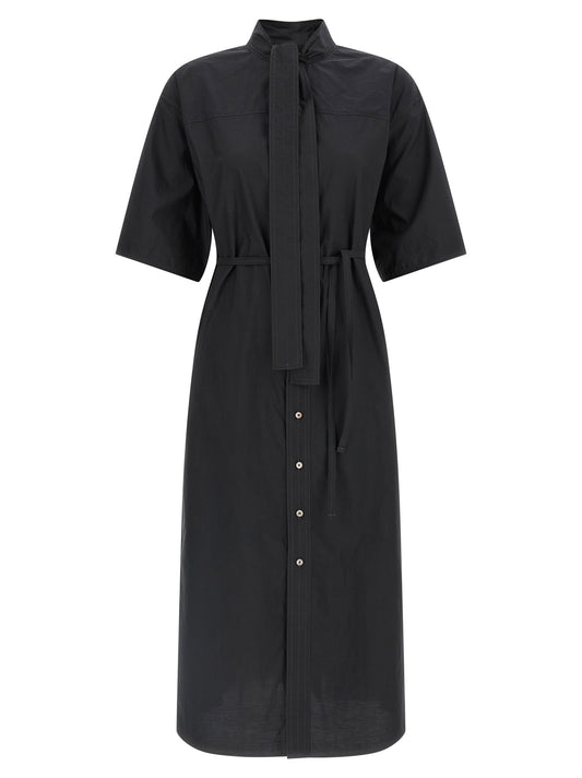 Black Cotton Midi Dress