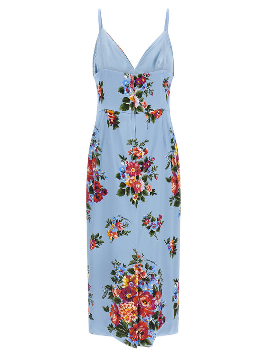 Blue Viscose Midi Dress