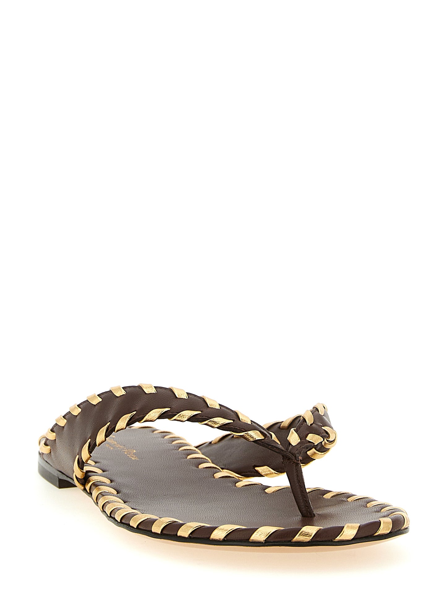 Brown Lamb Leather Slides