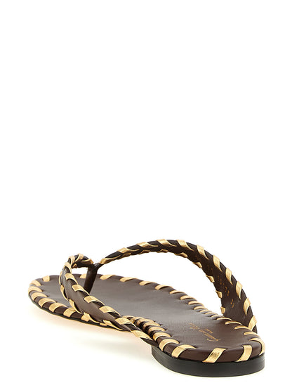Brown Lamb Leather Slides