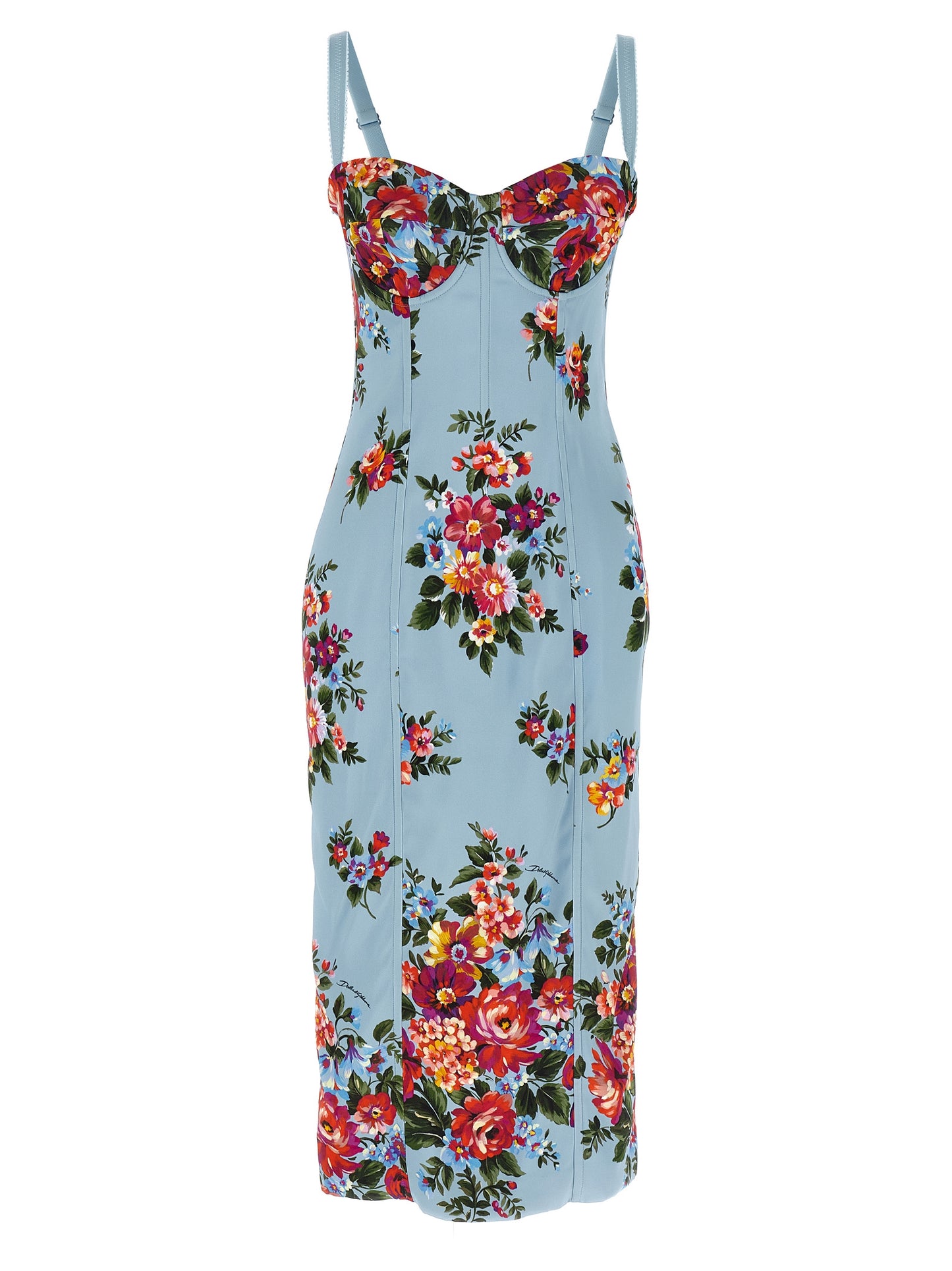 Blue Viscose Midi Dress