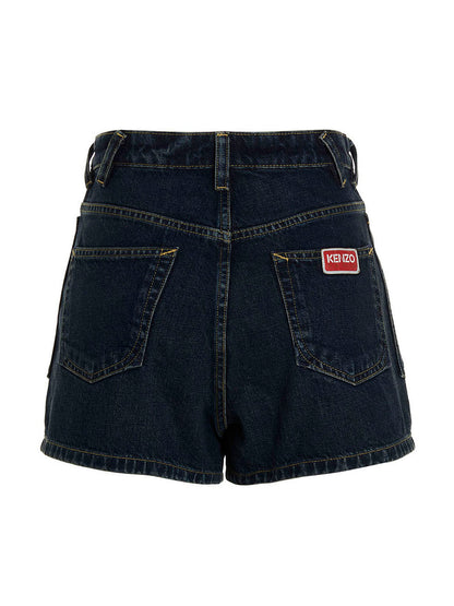 Blue Cotton Bermuda Shorts