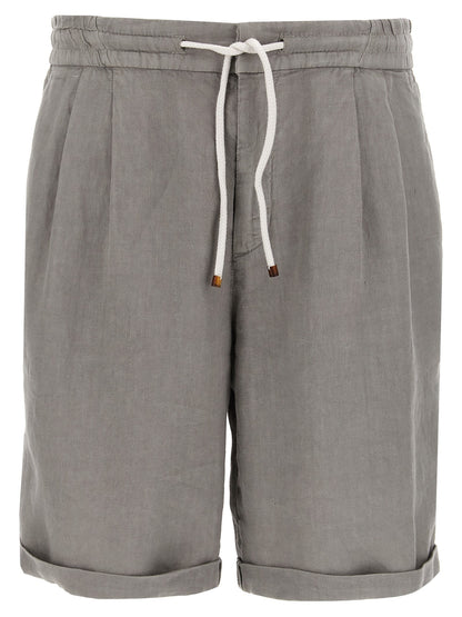 Gray Linen Bermuda Shorts