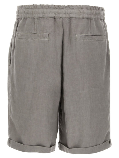 Gray Linen Bermuda Shorts