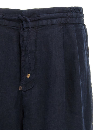 Blue Linen Bermuda Shorts