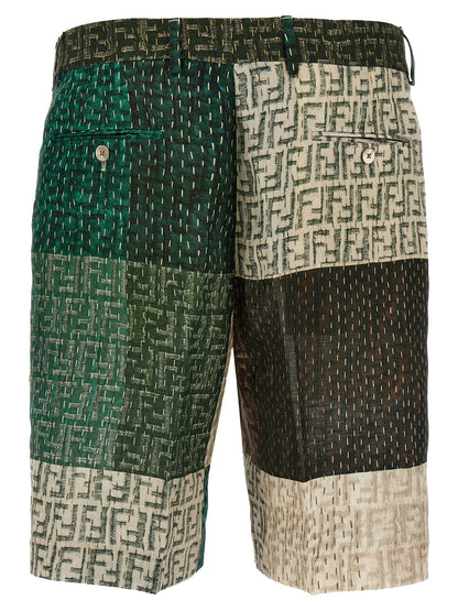 Multicolor Linen Bermuda Shorts