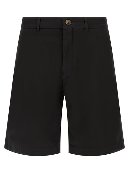 Black Cotton Bermuda Shorts
