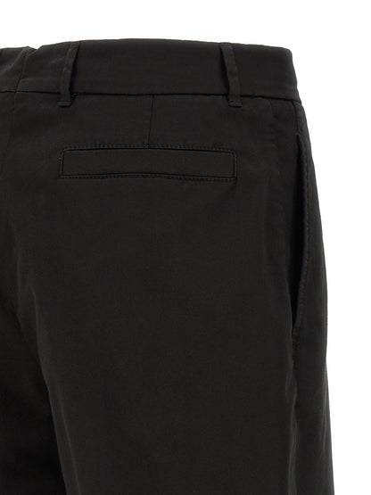 Black Cotton Bermuda Shorts
