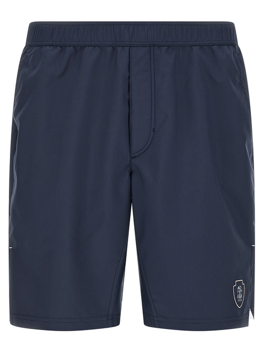 Blue Polyester Bermuda Shorts