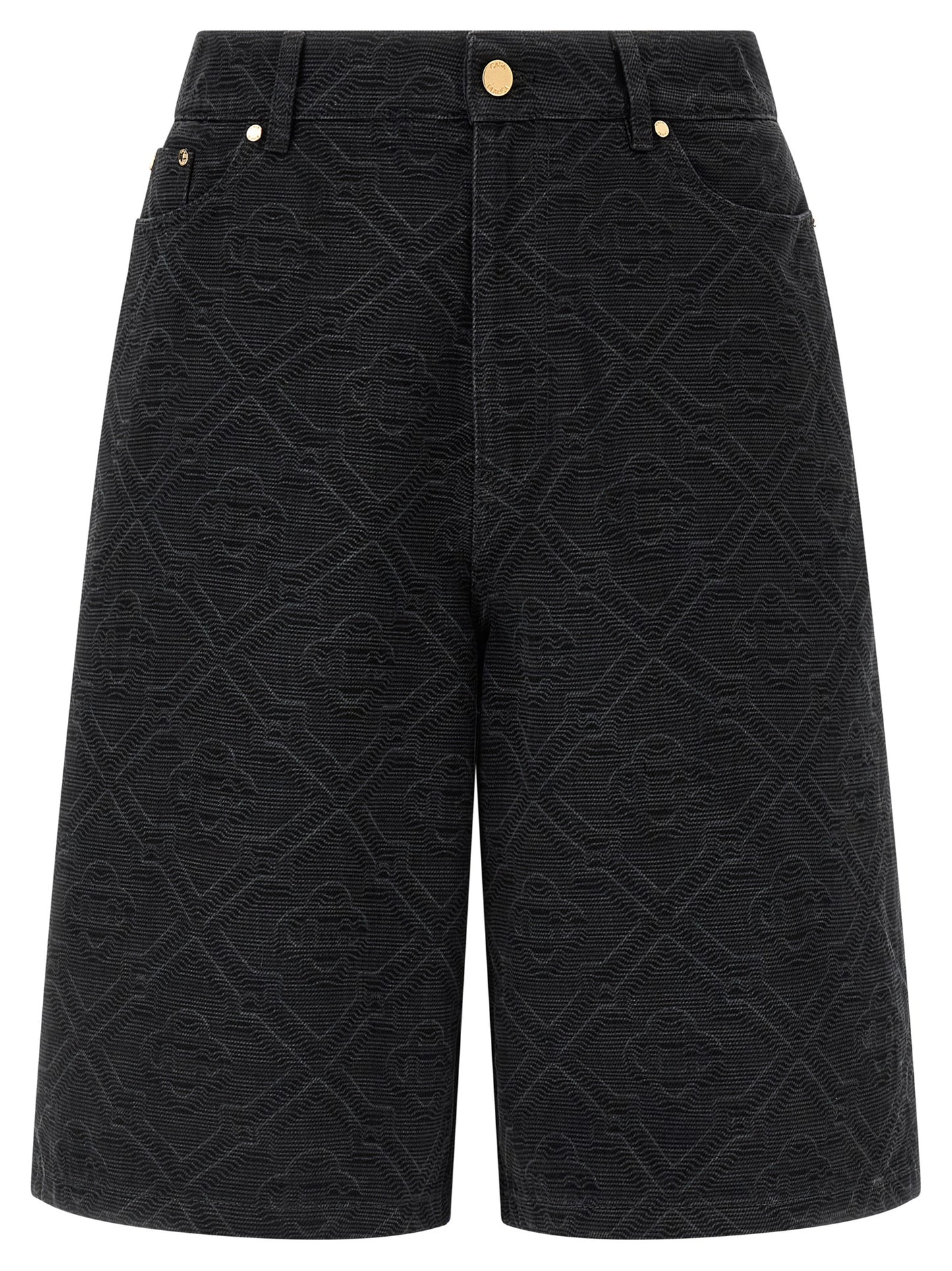 Black Cotton Bermuda Shorts