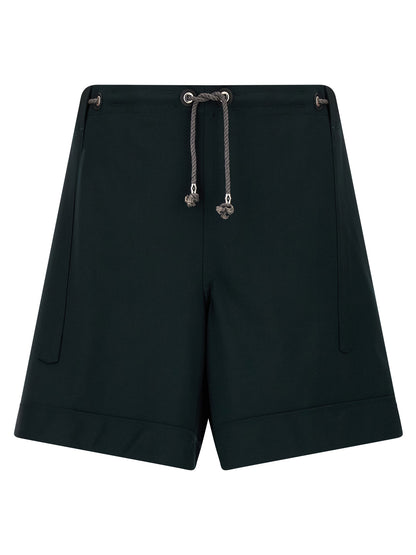 Bicolor Virgin Wool Bermuda Shorts