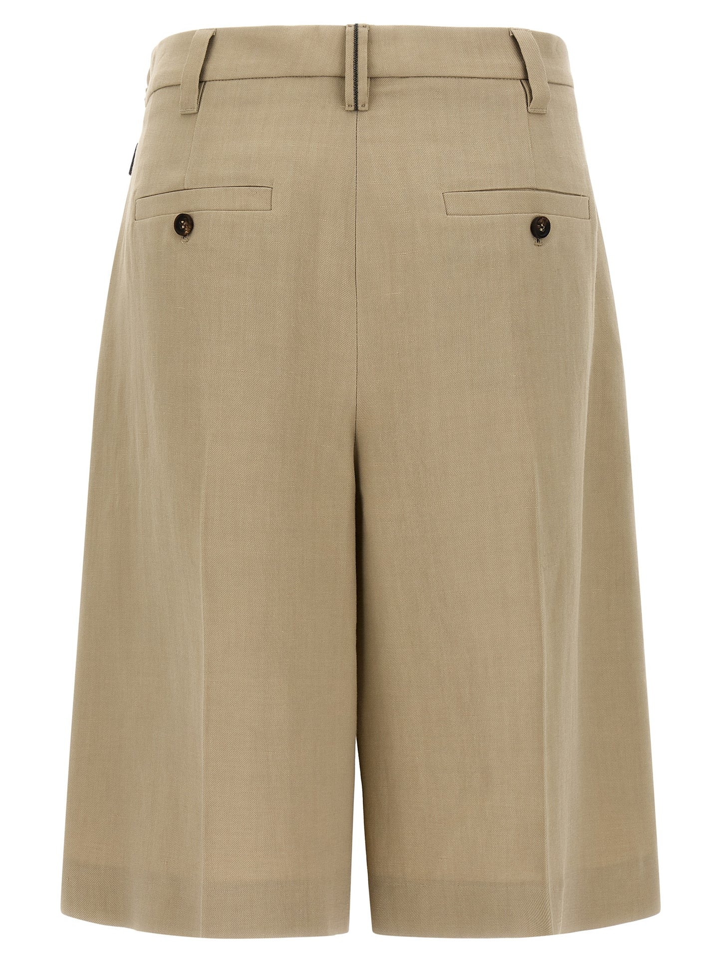 Beige Viscose Bermuda Shorts