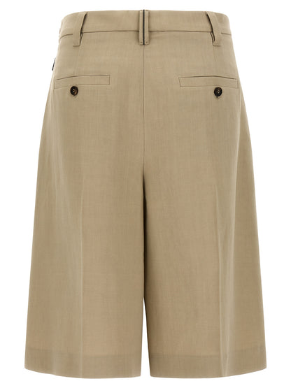 Beige Viscose Bermuda Shorts