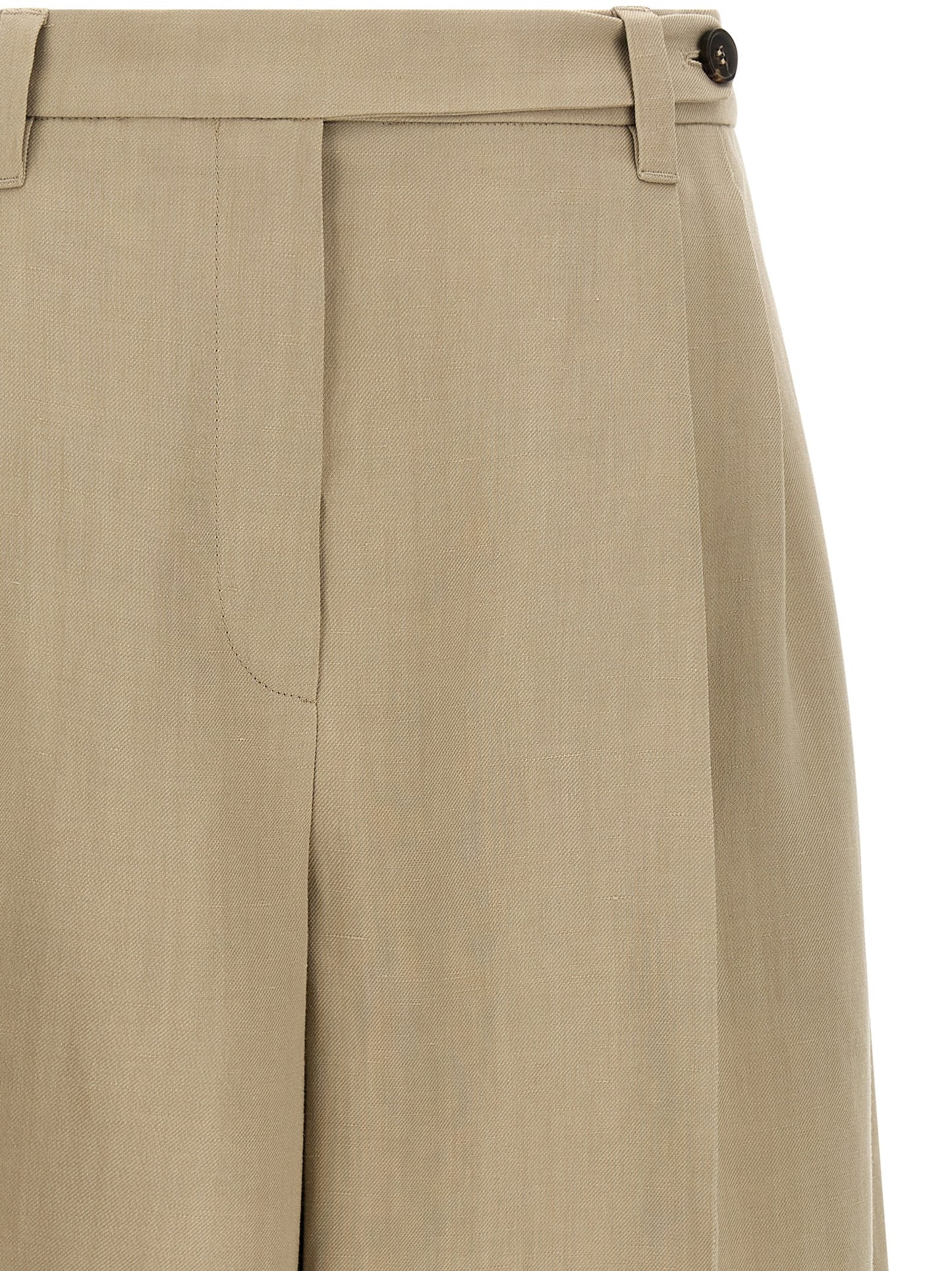 Beige Viscose Bermuda Shorts