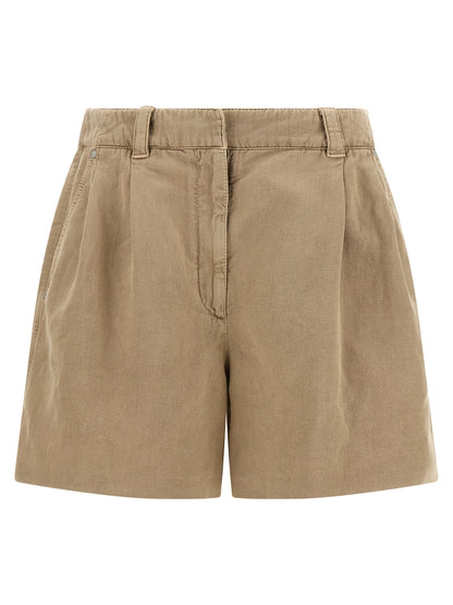 Beige Cotton Bermuda Shorts