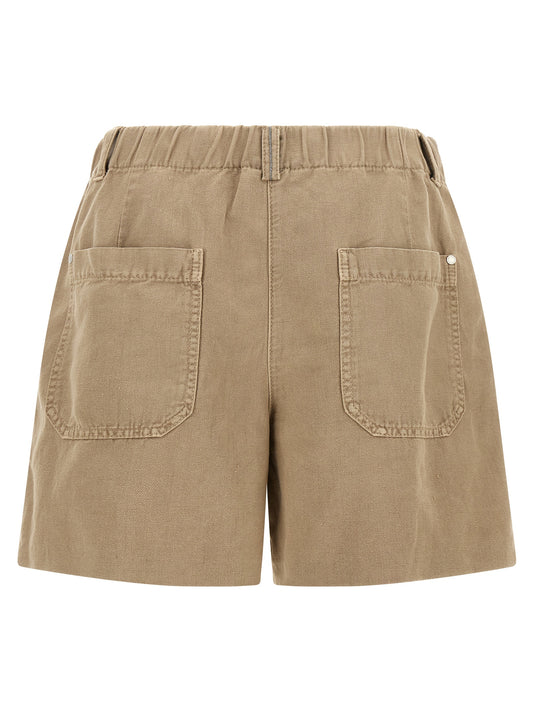 Beige Cotton Bermuda Shorts