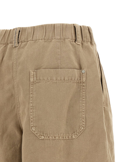 Beige Cotton Bermuda Shorts